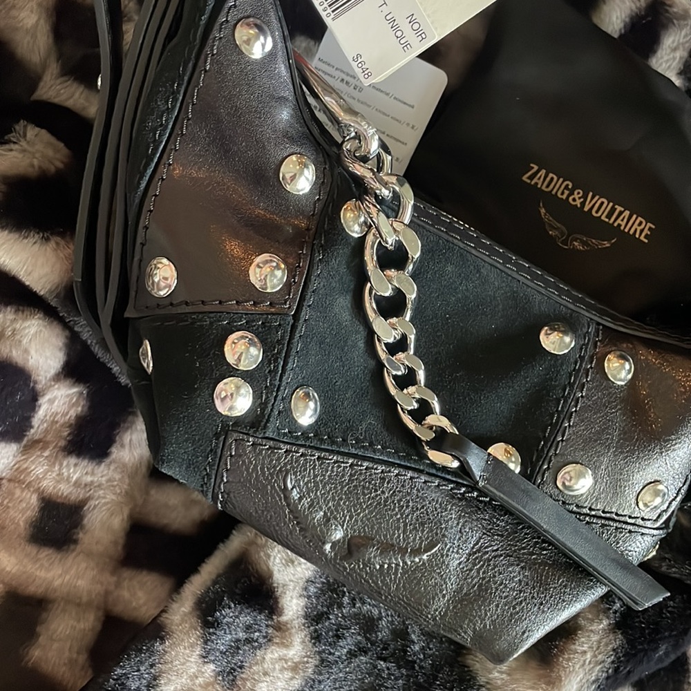 🆕 Zadig&Voltaire Cecilia XS All Black Studded Leather Handbag